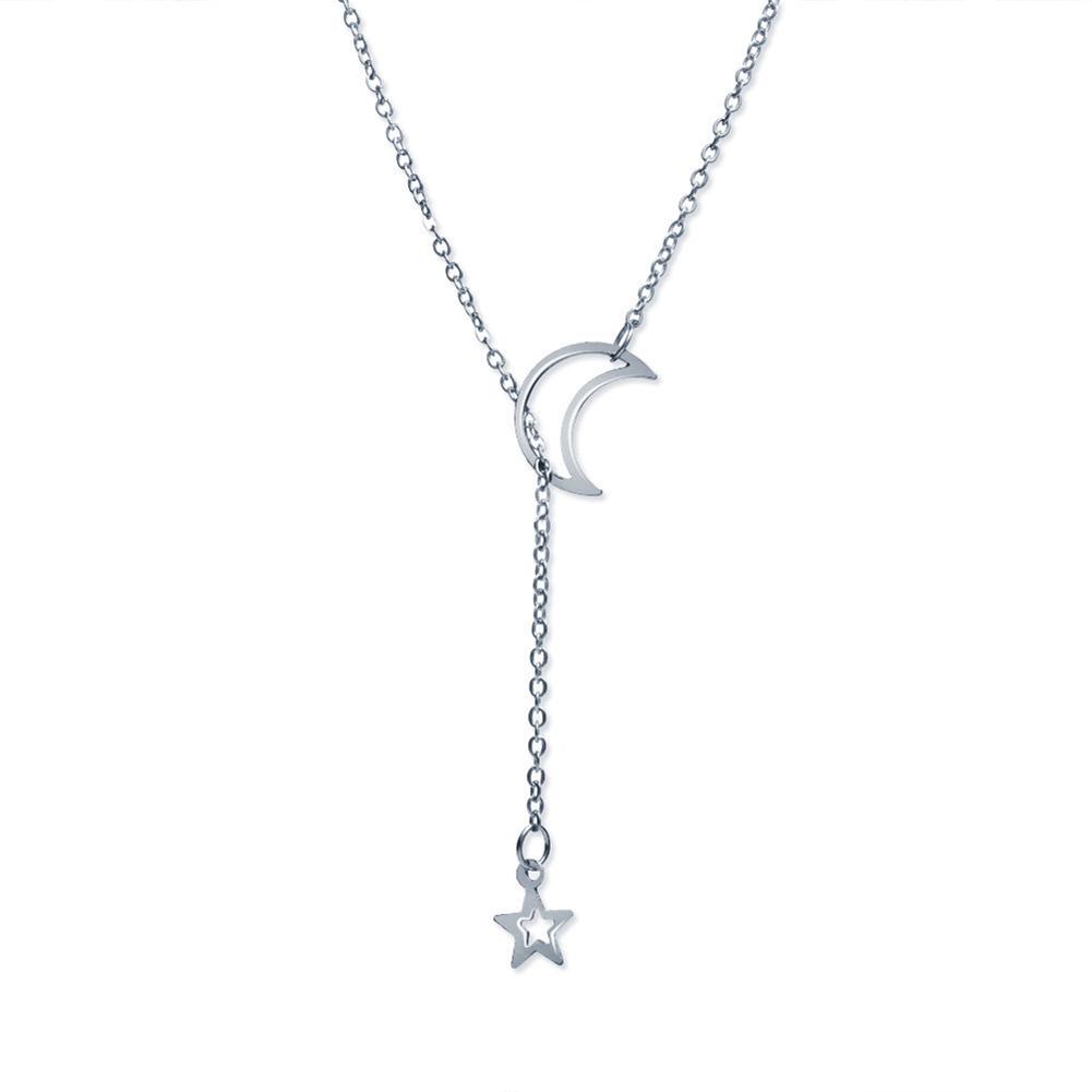 Moon Star Shape Pendant Simple Style Electroplating Necklace