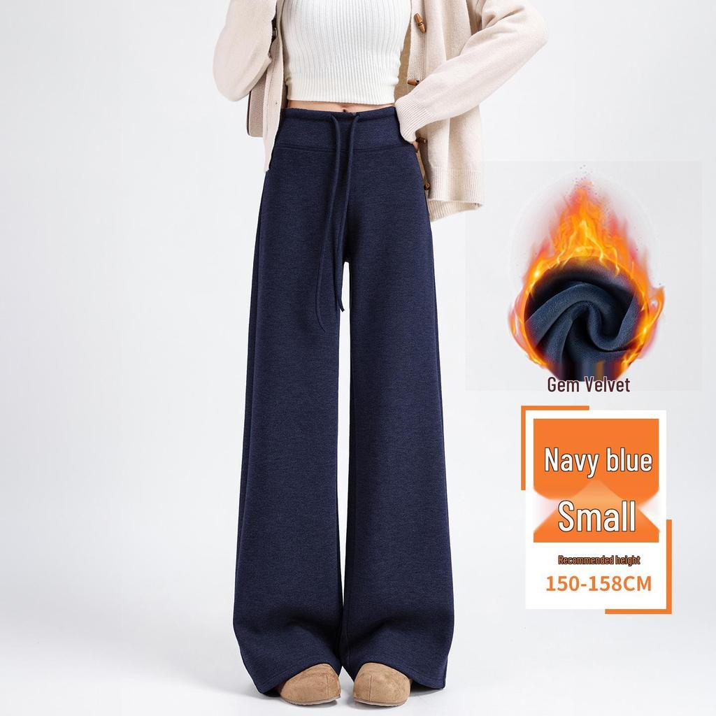 Winter 2026 Damen High-Waist Woll-Schlaghosen mit Plus Samt und Eleganter Drapierung