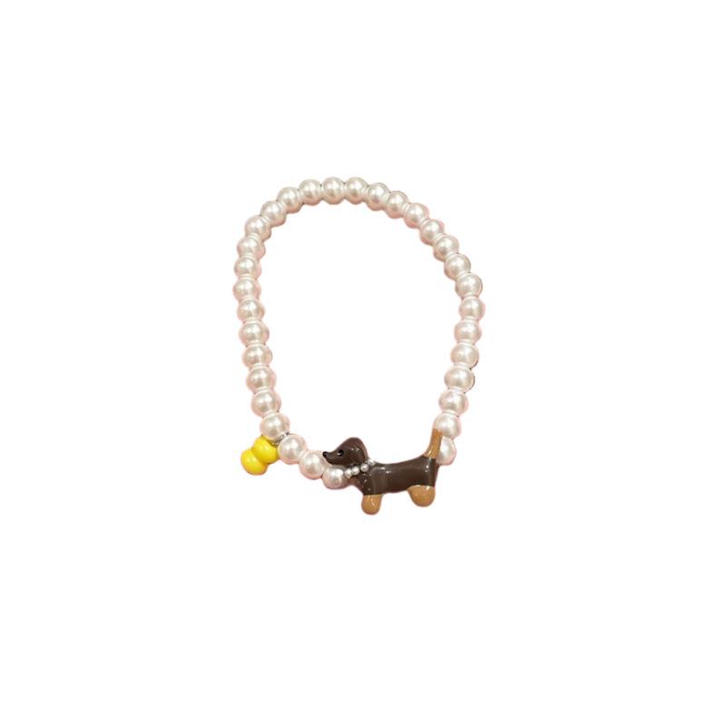 Exquisite Dachshund Puppy Beaded Bracelet for Women - Light Luxury, Perfect for Students, Parties, and Best Friends