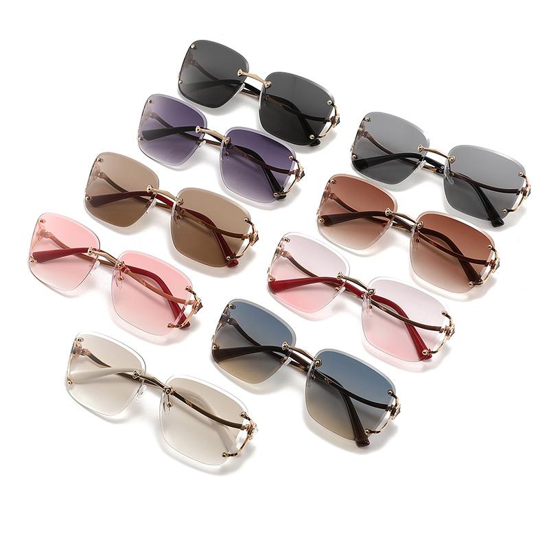 Square Metal Frameless Design Sunglasses for Men and Women Fashion Trendy Outdoor Sunscreen Sunshade Glasses