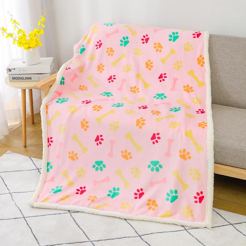 Flannel Sherpa Double-Layer Pet Blanket - Thick, Cozy Dog Bed Mat