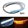 2 PCS DRL Car Flexible LED Daytime Running Lights Turn Signal Lamp Headlight Waterproof 30cm 45cm 60cm White I blue Yellow