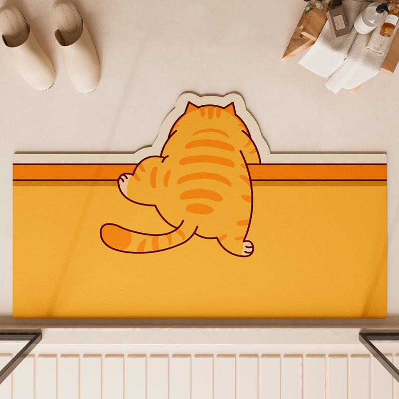 Cartoon Cute Fun Over The Wall Diatom Fine Mud Cushion Bathroom Rug Home Bathroom Mat Non-slip Mat Moisture-wicking Quick Dry Foot Mat