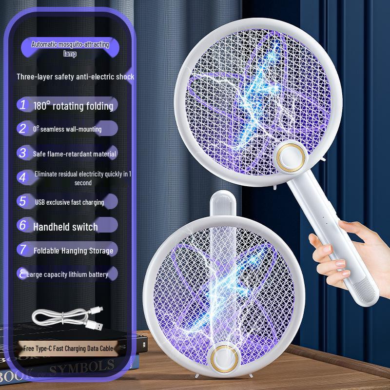 2025 Triple Grid Purple Light Mosquito Killer Lamp & Swatter