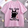 You Saw Nothing T Shirt Spooky Cat Halloween TShirt Funny Graphic Tees Short Sleeve Round Neck Printed Graphic Tees
