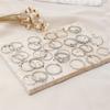 28Pcs Fashion Geometric Knuckle Rings Set For Women Crystal Heart Gold Silver Color Rings Girls  Party Jewelry Accessories
