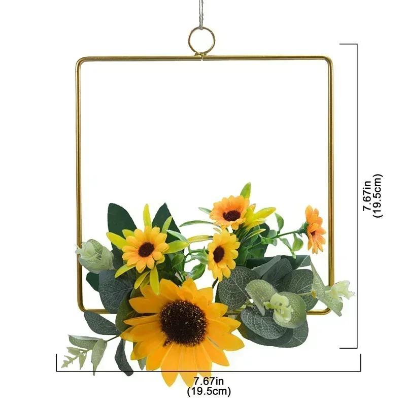 

Simulated Sunflower Metal Wreath Garland Iron Flower Wall Decoration Home Garden Living Room Or Hotel Decor Supplies