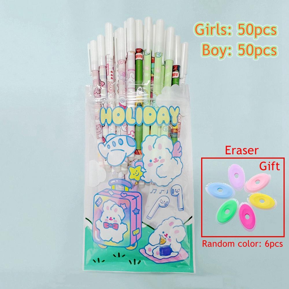 100 Pcs/Set Erasable Gel Pens Kawaii Pen Erasable Refills 0.5mm Goy Girl Student Office Writing School Gift Cute Stationery