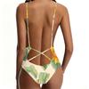 Women Swimsuit Tummy Control Push Up Bathing Suit Deep V Neck Slimming Swimwear Floral Print