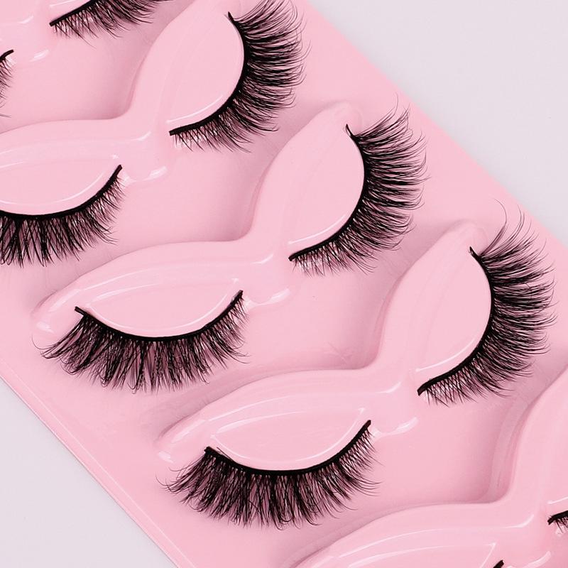 

European & American Fox-eye Style 3D False Eyelashes, 5 Pairs - Dense, Exaggerated, Curled Multilayer One-piece Design Standard