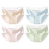 Yalu Women's Underwear 4-Pack Lace 10A Antibacterial Polylactic Acid Silk Gusset Mid-Waist Wide Lace Waistband Bikini Panties L