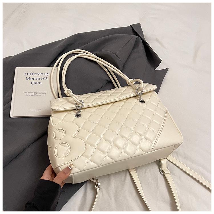 

Korean simple diamond backpack bag 2025 new fashion personalized multi-functional shoulder bag large capacity tote bag белый