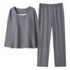 Women's Spring and Autumn Pajamas with Chest Pads, Pure Cotton Long-sleeved 1011 New Autumn Thin Casual Loose Loungewear Set