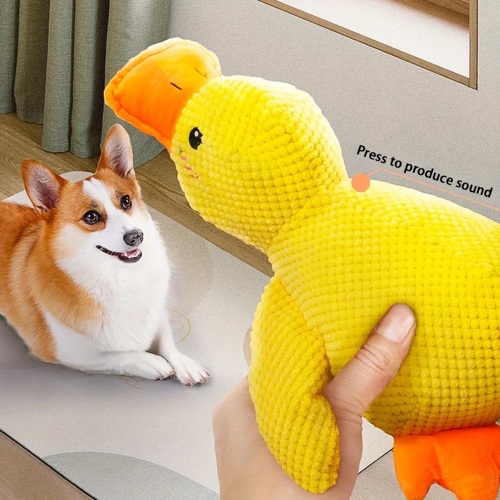 1pc Large Duck Design Pet Grinding Teeth Squeaky Plush Toy, Durable Chew Toy For Dog Interactive Supply