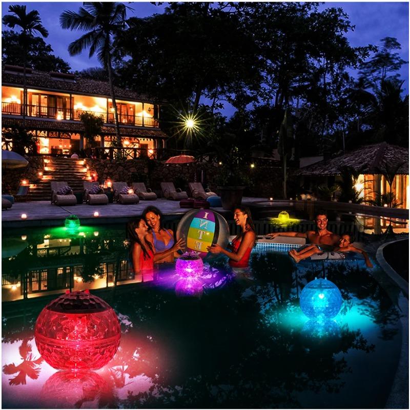 Floating Pool Lights, Floating Solar Pool Lights with RGB Color Changing Waterproof Pool Lights That Float for Swimming Pool