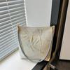 New Chinese Style Silk Bucket Bag Women Fashionable Woven Shoulder Purse Soft Underarm Handbag