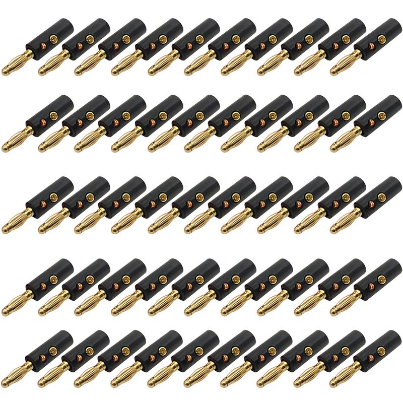 

50PCS 4mm Banana Plug Gold Plated -For Speaker Wire Red Black Audio Speaker Cable Wiring Post Banana Connector