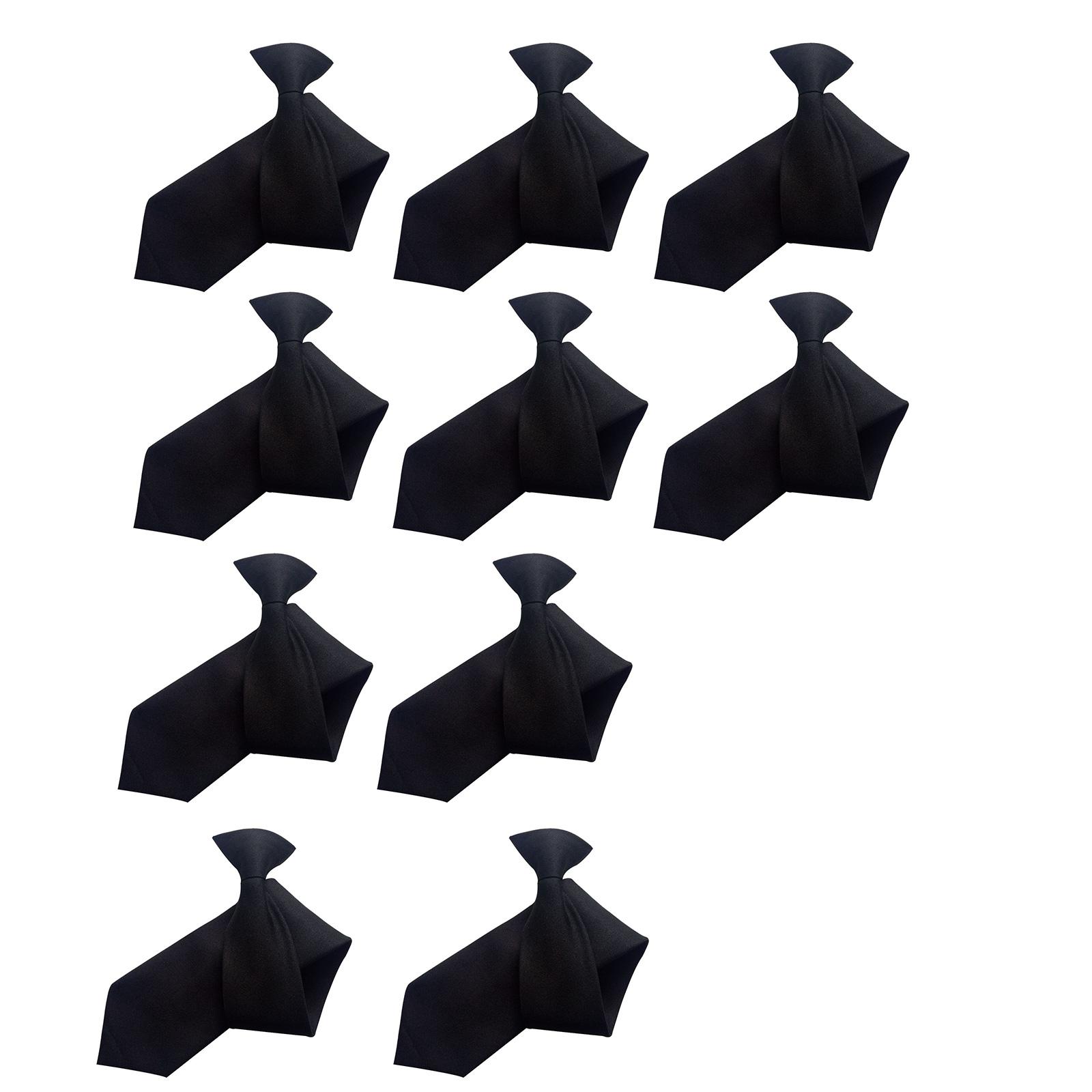 

10 шт. галстук на клипсе для взрослых и детей с надежной застежкой, быстро надеваемый галстук из полиэстера с клипсой для офиса, школы, мероприятия чёрный