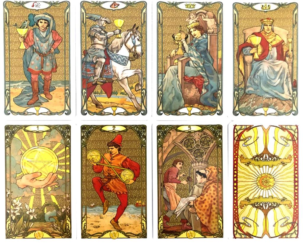 78 Tarotových karet Miniaturní Tarot Věštění Art Nouveau Tarot Včetně japonského návodu [Zlatý MINI] [Originální]
