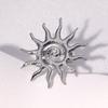 Middle Finger Ring Sun Pattern Open Adjustable Fit Women Ring Stainless Steel Texture Sun God Symbol Energy Vitality Jewelry Gift