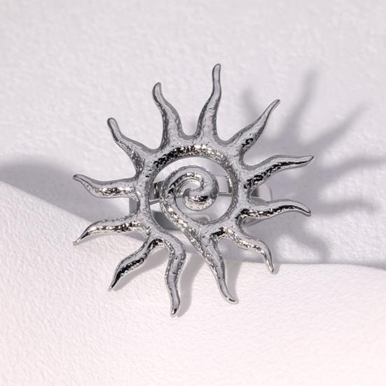 Middle Finger Ring Sun Pattern Open Adjustable Fit Women Ring Stainless Steel Texture Sun God Symbol Energy Vitality Jewelry Gift