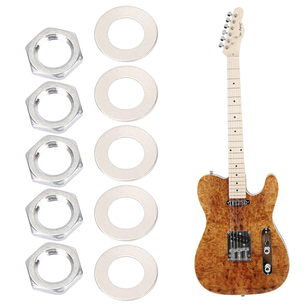 5 Pcs Metal Electric Guitar and Bass Jack Socket Replacement Nuts with Washers Set(M8)
