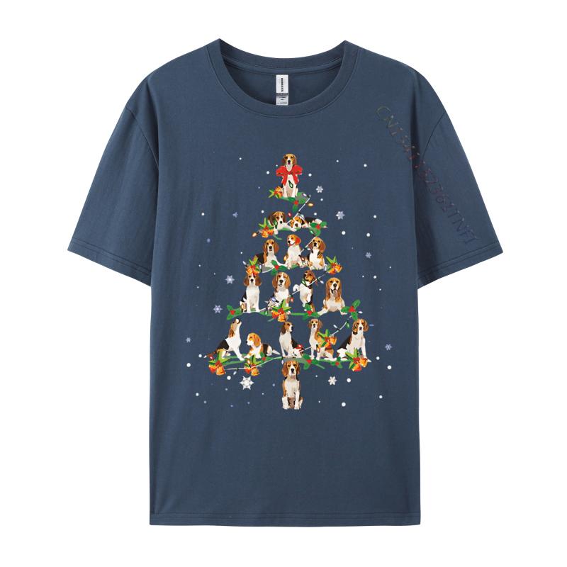 Mens Tshirt Beagle Christmas Tree Santa Funny Dog TShirt Harajuku Oversized Clothes 100 Cotton Pritned Tshirt