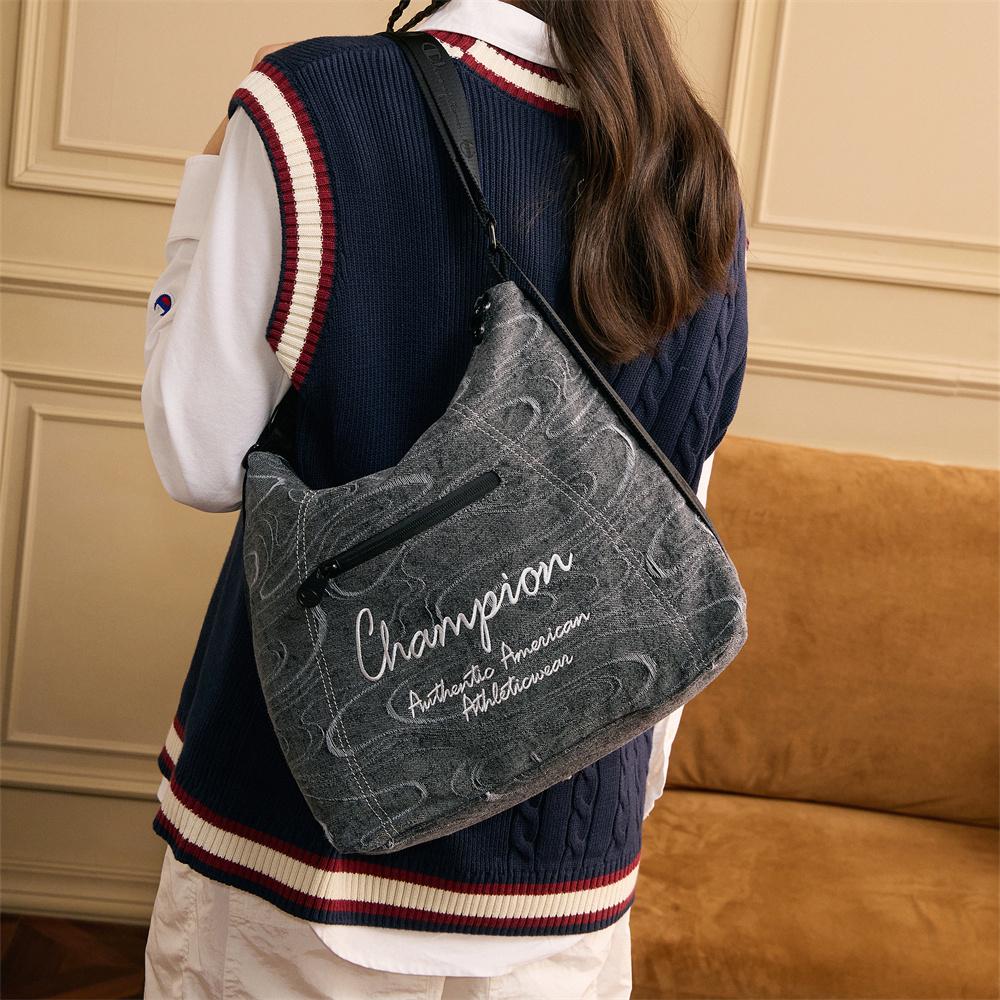 New Champion Fabric Shoulder Bag Double Shoulder Classic Minimalist Style Individual Regular Unisex Dark Gray/Ecru/Black U4DACPU09