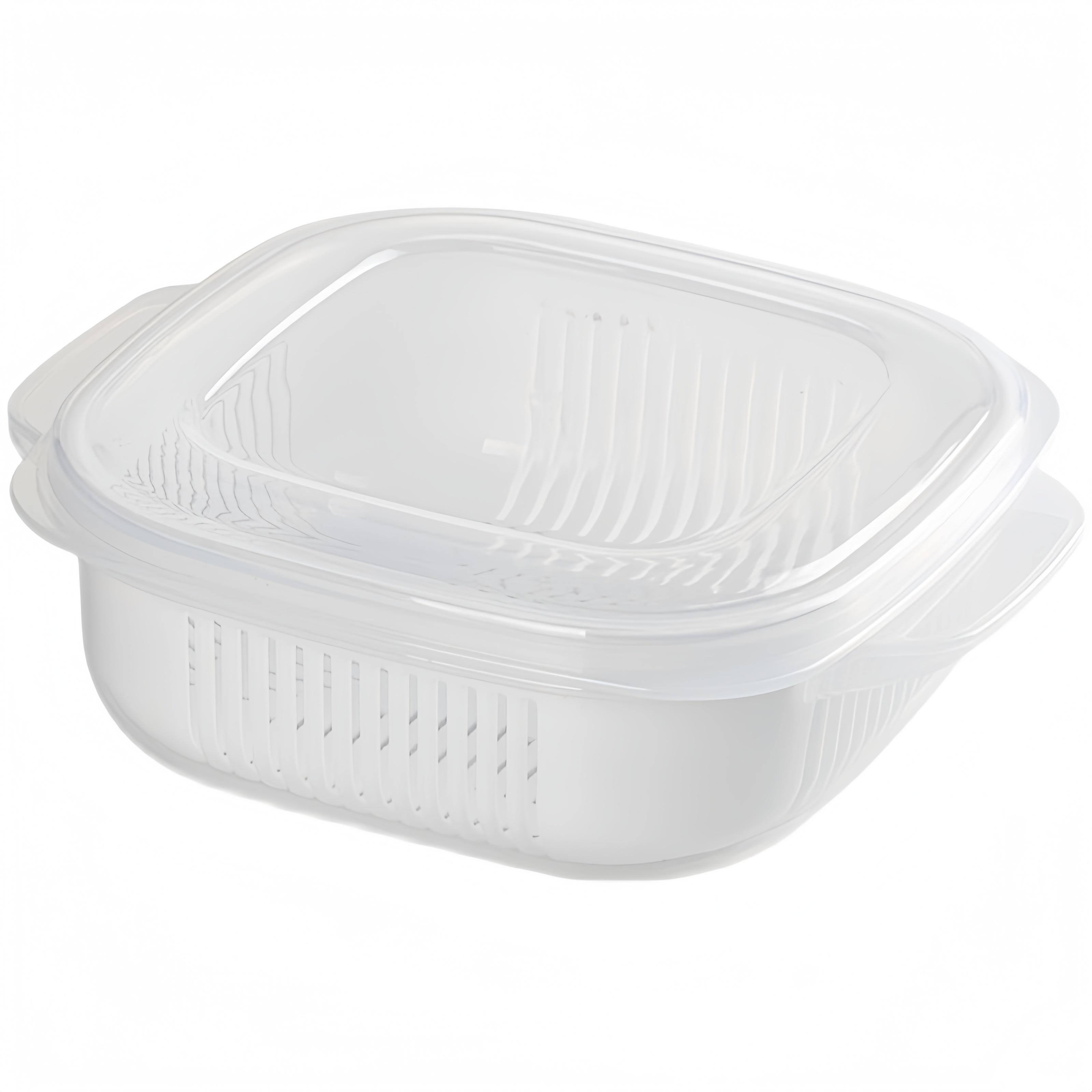 

1 frozen rice container, sealed and leak-proof with a detachable draining basket, suitable for fruits and vegetables белый