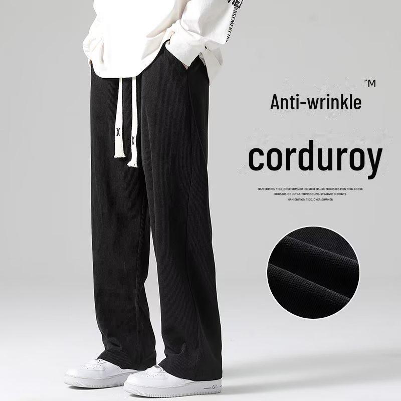 Men's 2023 Corduroy Casual Wide-Leg Trousers - Trendy Spring/Autumn Straight-Leg Pants