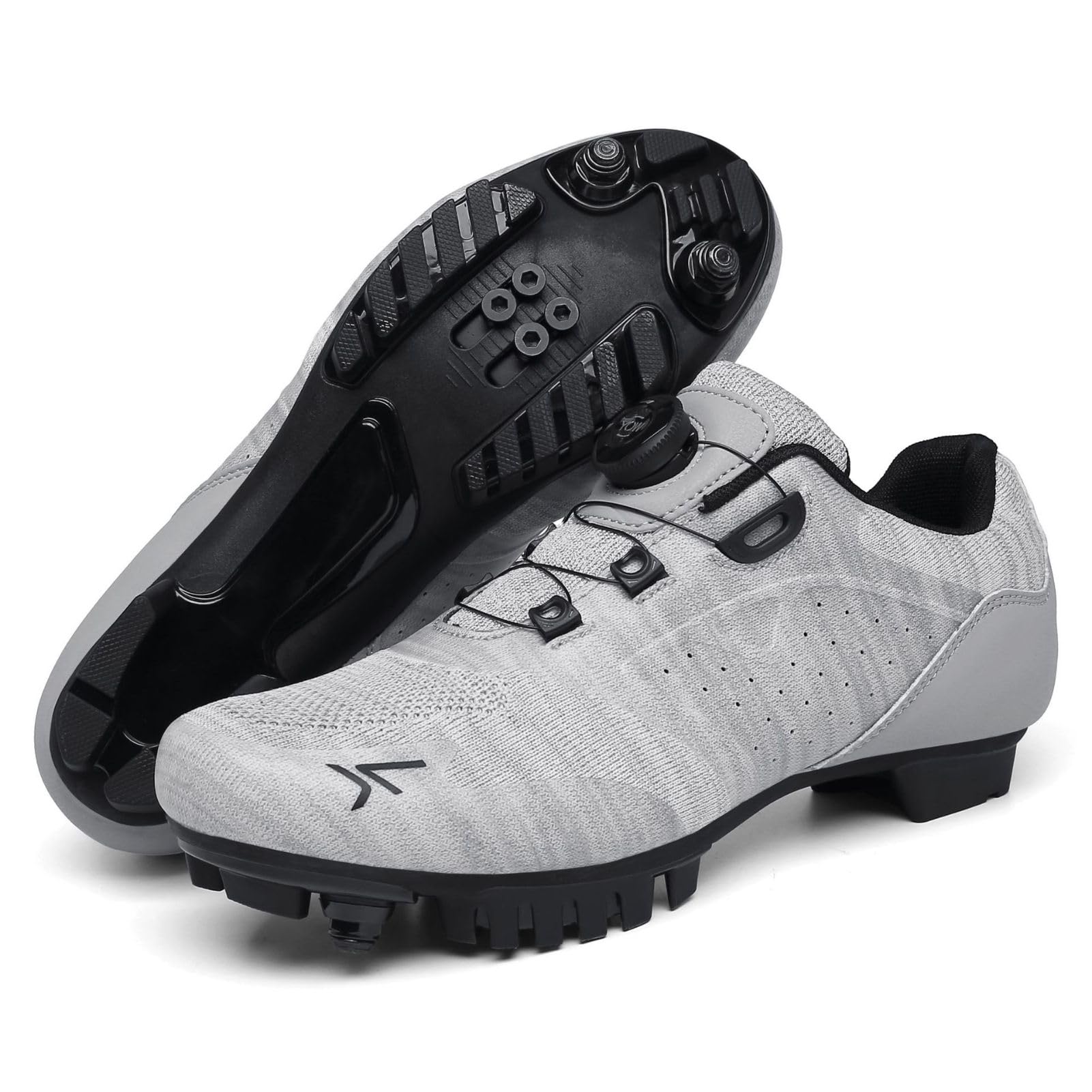 [MORYTRADE] MTB Cycling Shoes, Clipless, Breathable, Size 27.0 cm, Light Gray