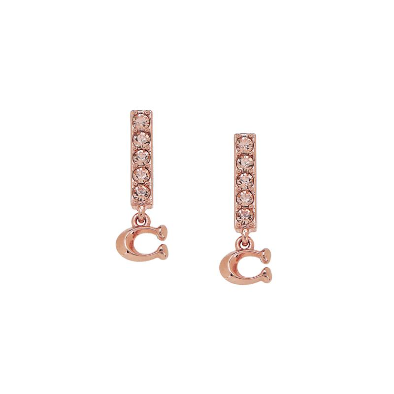 COACH Gemstone decoration metal earrings women s gold
