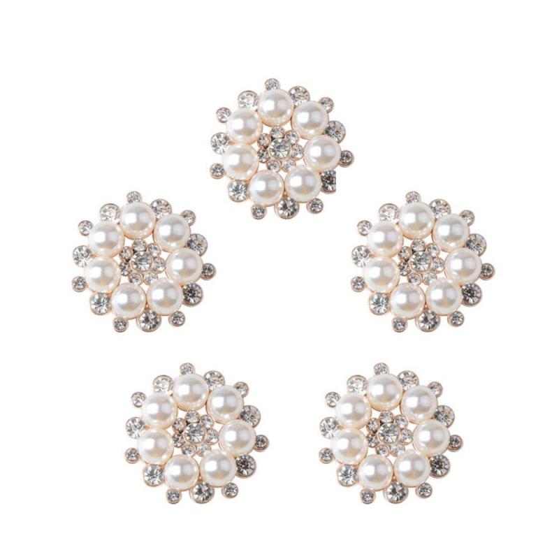 Κομψά κουμπιά Faux Flatback Εξαιρετικά διακοσμητικά Μαργαριτάρι Κρυστάλλινο λουλούδι στρας