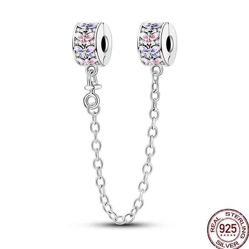 Genuine Copper Clasp Closure Cz Pave Clip Charms Daisy Bead Stopper Safety Chain Accessory Fit 3Mm Bangle Bracelet Fine Jewelry Clip