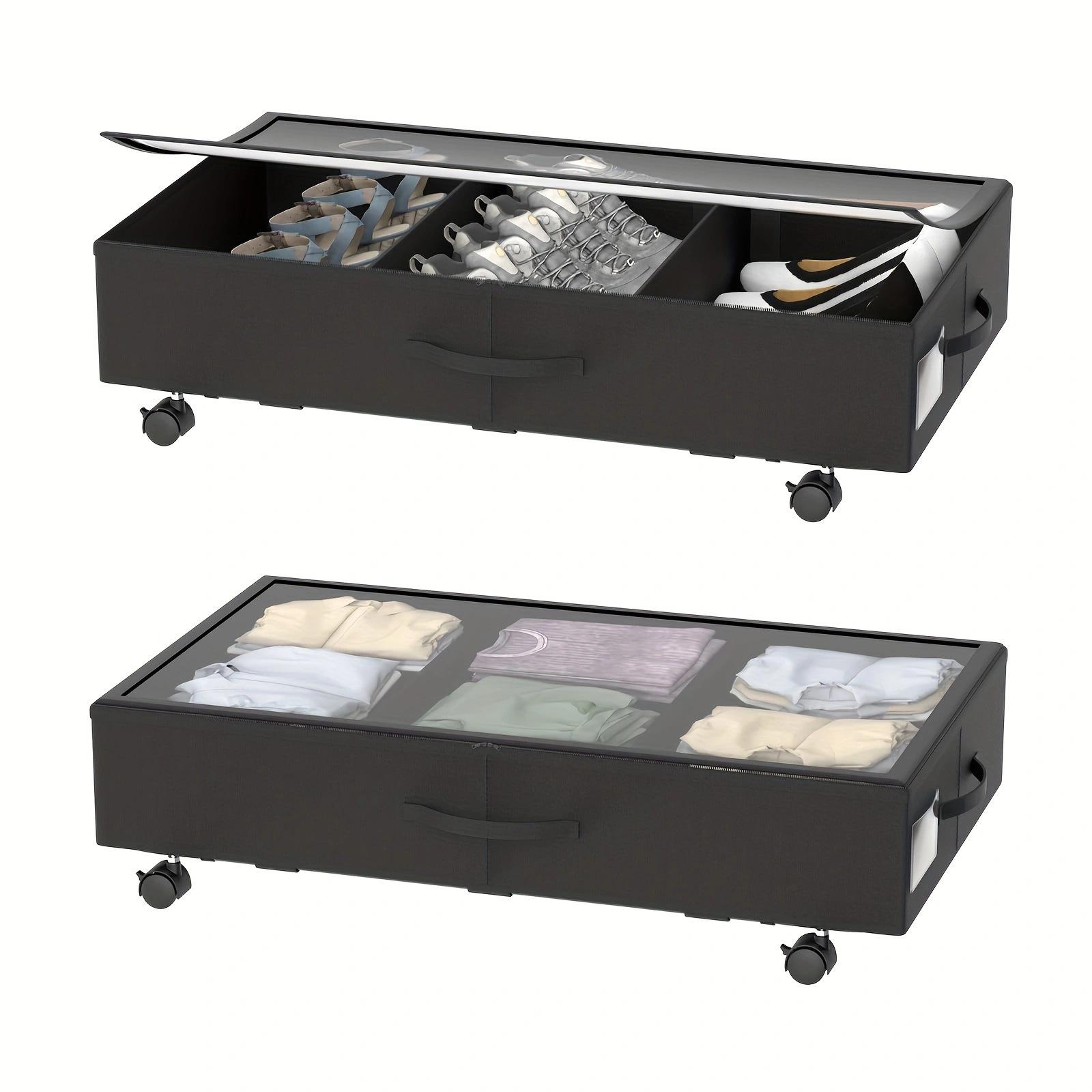 

Большой ящик для хранения под кроватью на колесиках с пыленепроницаемой тканевой крышкой