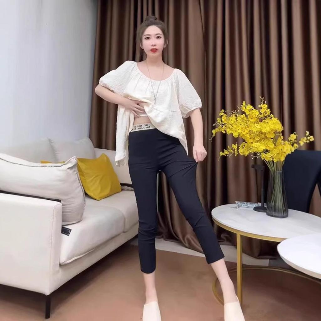 Europäische Damen-Stretch-Lederhose mit hoher Taille – Sommer-Slim-Fit, schnelltrocknend, schwarzes gerades Bein im Zigarettenstil