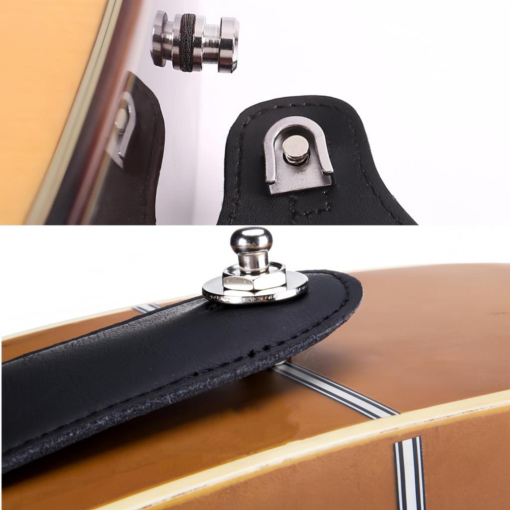 AkNebriax Set of 2 Silver Metal Guitar Strap Locks for Electric Guitars and Easy Basses. Anti-Slip, Anti-Drop, Installation. (Silver)