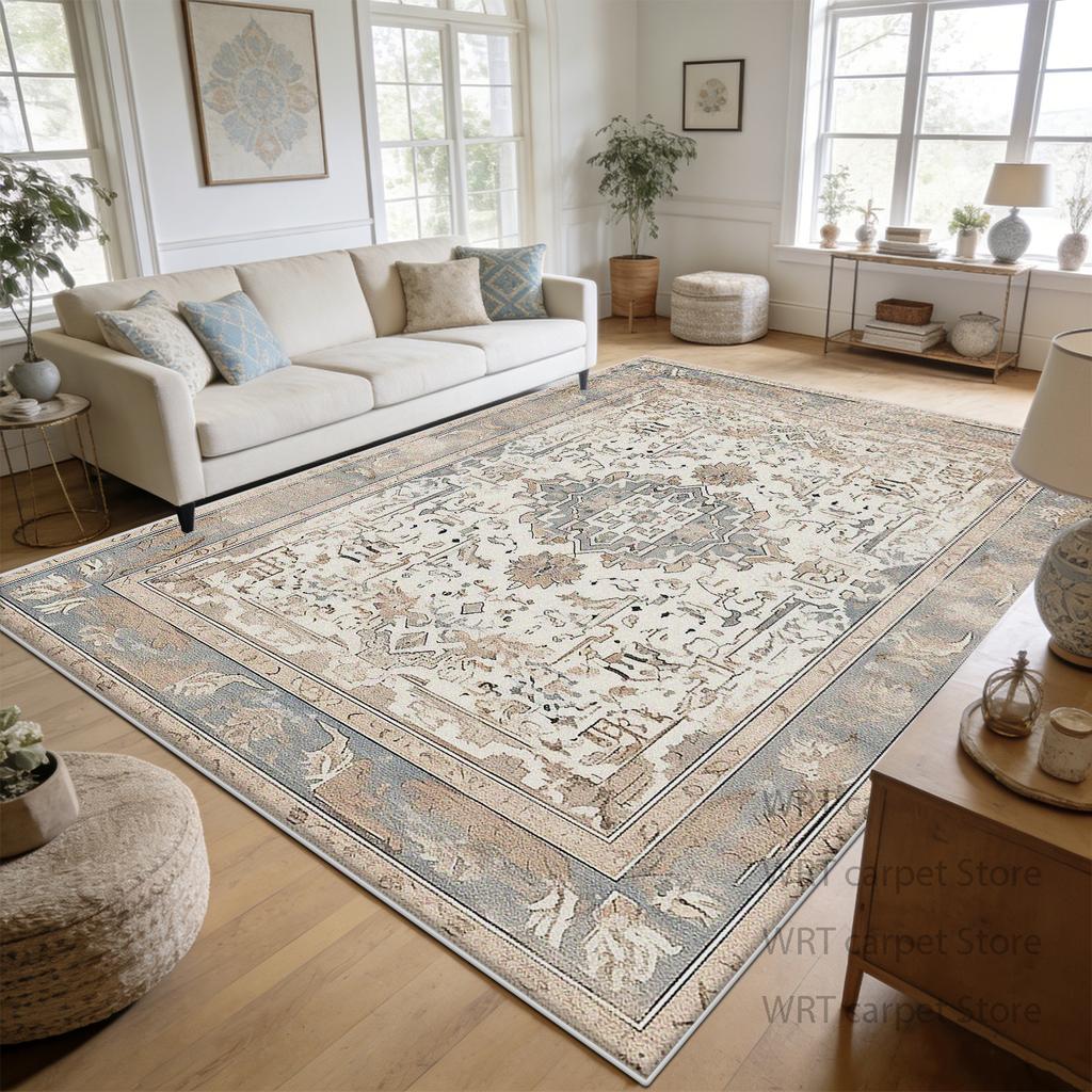 Persian Retro Large Living Room Carpets Cream Color Decoration Non-slip Easy Clean Rug Cloakroom Bedroom 200x300 Floor Mat Sofa
