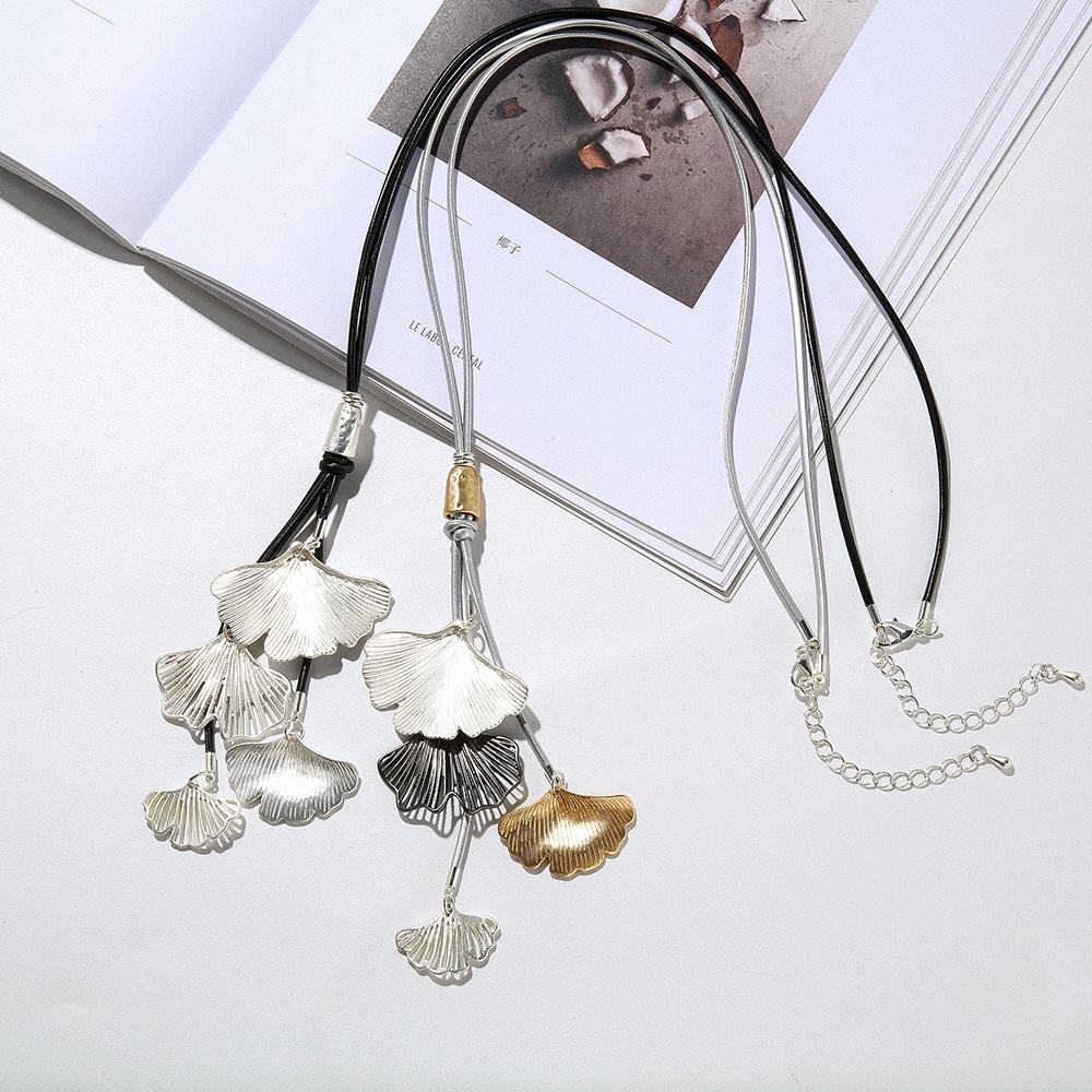 Accessories Necklace Atmospheric Ginkgo Biloba Long Women'S Fashion Alloy Sweater Chain