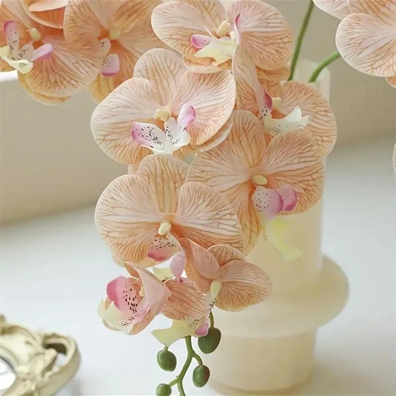 New 7-head Film Texture Butterfly Orchid for Home Wedding Arched DIY Decoration Desktop Vase Artificial Flowers Outdoor Floral
