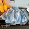 Children's Double-Sided Fleece Pajama Set - Thick Warm Velvet Cardigan with Lapel for Boys & Girls
