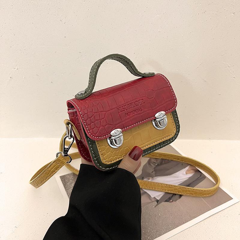 

Маленькая сумка женская весна-лето новая модная нишевая контрастная сумка-мессенджер портативная мини-сумка Кембридж красный