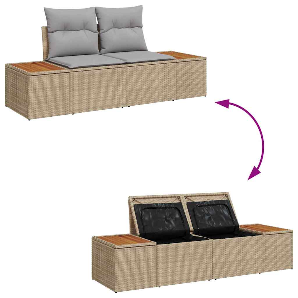 Garden Sofa Beige 184 X 62 X 85 Cm Poly Rattan