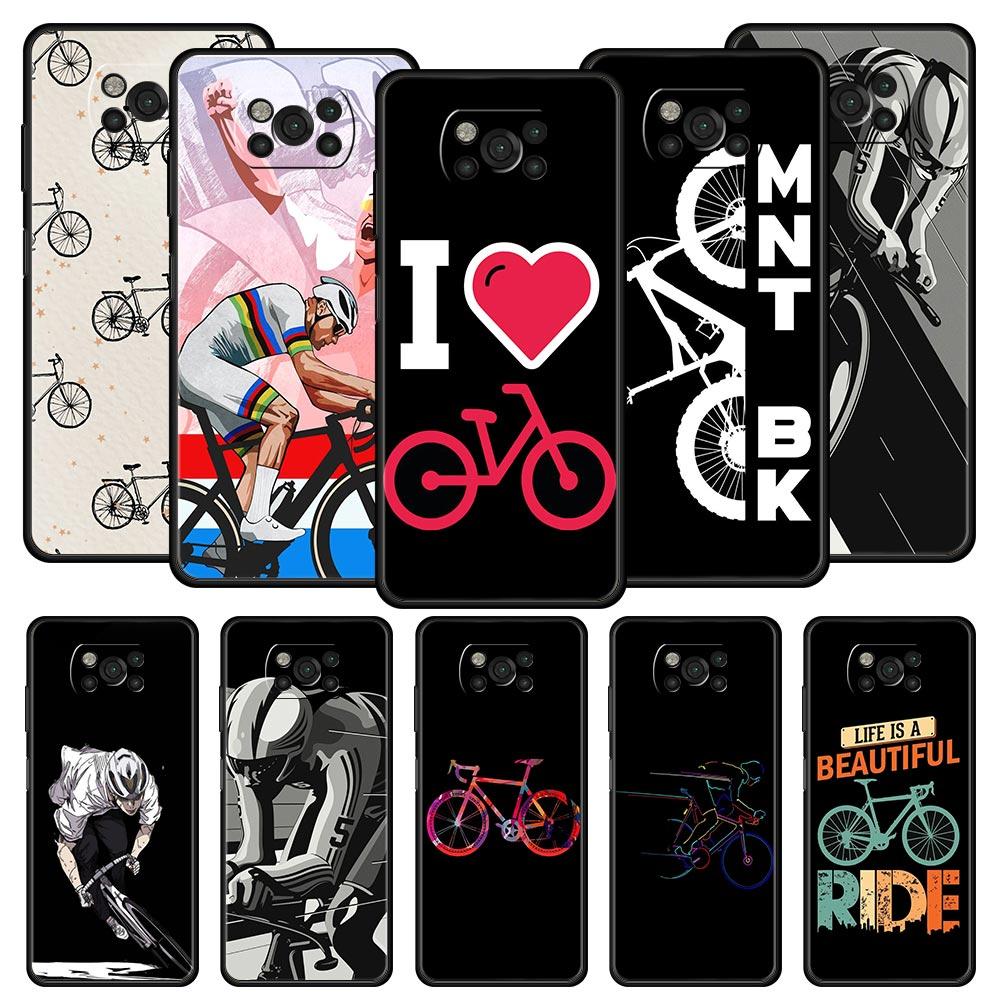 Mountain Bike Cycling Art Phone Case For For Xiaomi Poco X6 X5 Pro X4 X3 NFC F5 Pro F4 F3 GT M5 M4 Pro 5G M3 C51 C50 C55 Cover