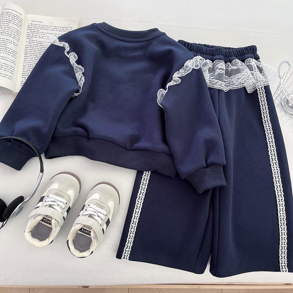 Trendiges zweiteiliges Mädchen-Set: Rundhals-Sweatshirt & Weitbein-Hose, Herbst 2025