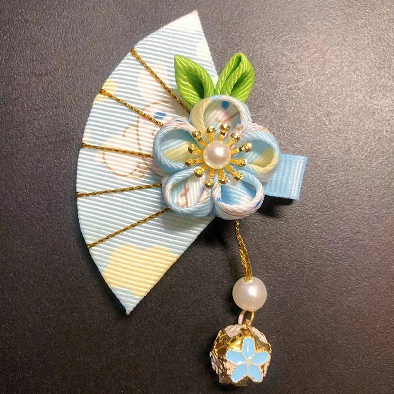 Japanisches Haaraccessoire Fächer Quaste Haarnadel Vintage Kopfschmuck Hanfu Dekoration Für Kinder Mädchen Blumen Haarspange