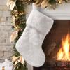 Large White Christmas Stockings Plush Socks Gifts Candy Bag Xmas Tree Pocket Hanging Ornament New Year Christma Decorations