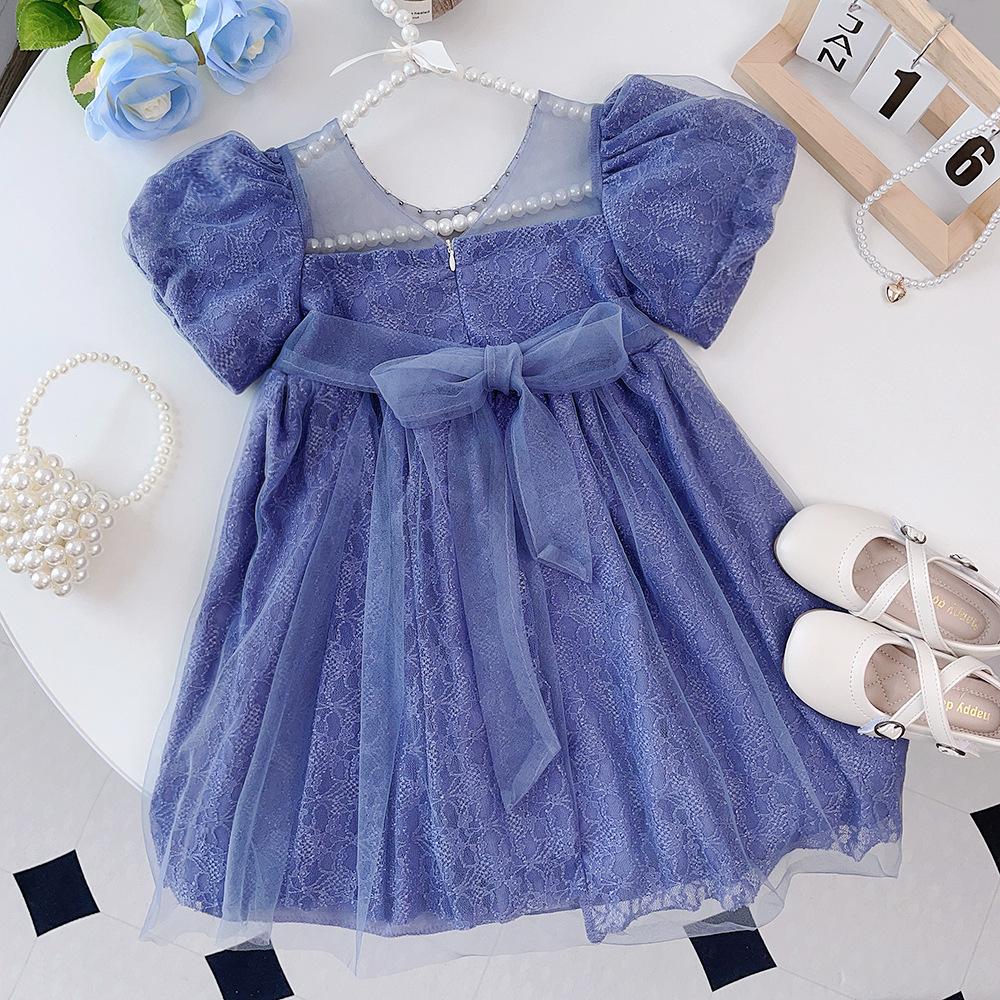 Girls Summer Purple Tulle Princess Dress Kids Puffy Fairy Party Gown Elegant Baby Ball Gown For Special Occasions 90cm