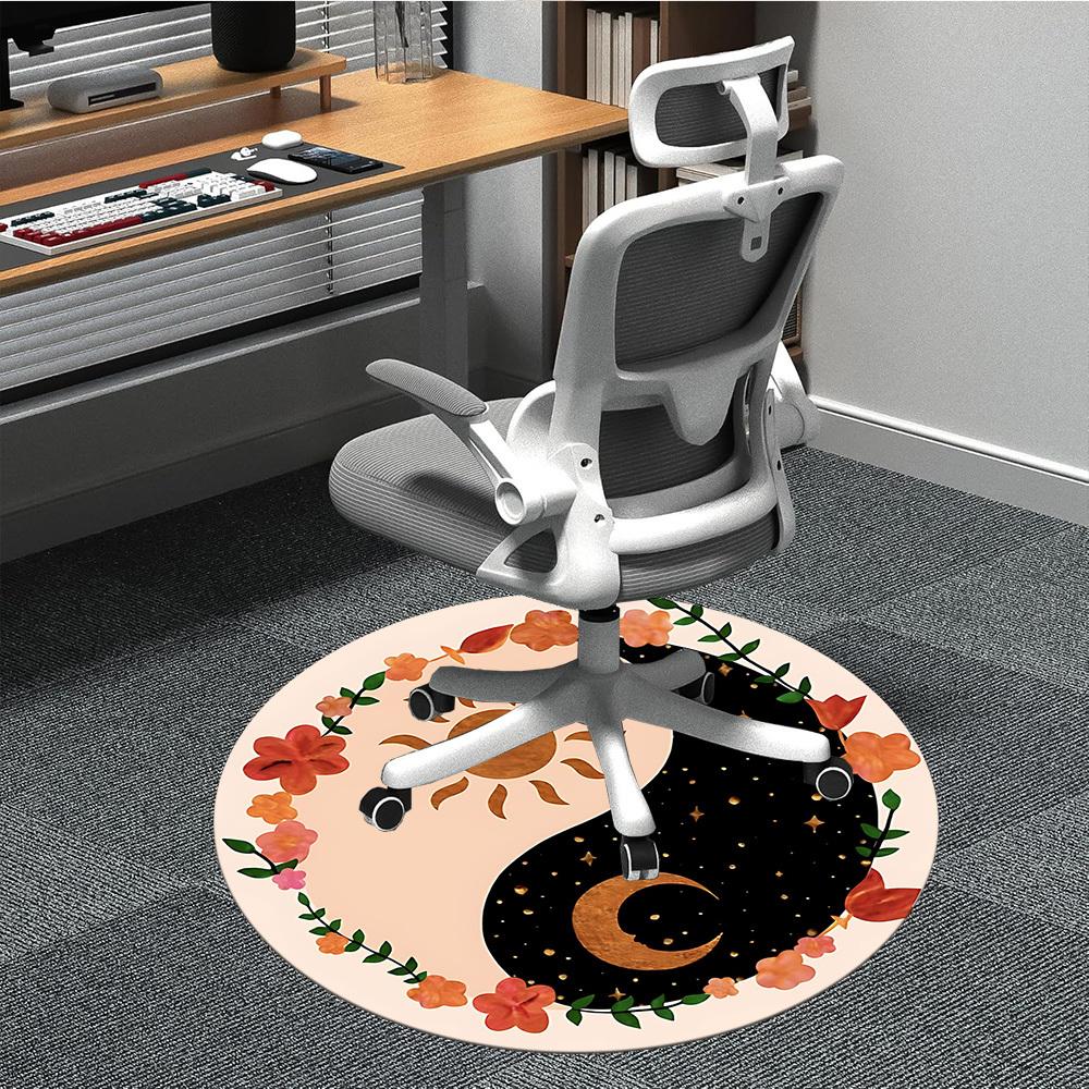 1pc DayNight YinYang Office Round Area Rug,  Mat Suitable For Office, Under Office Chairs Bedroom Living Room Home Decor, Room Deco