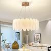 Postmodern French Chandelier: Cream Style Feather & Pearl LED Light for Living Room or Bedroom